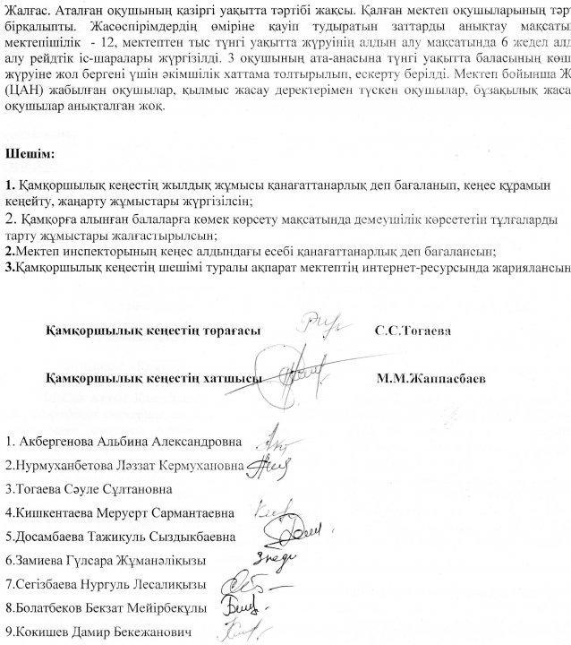 №4 Қамқоршылық кеңес отырысы