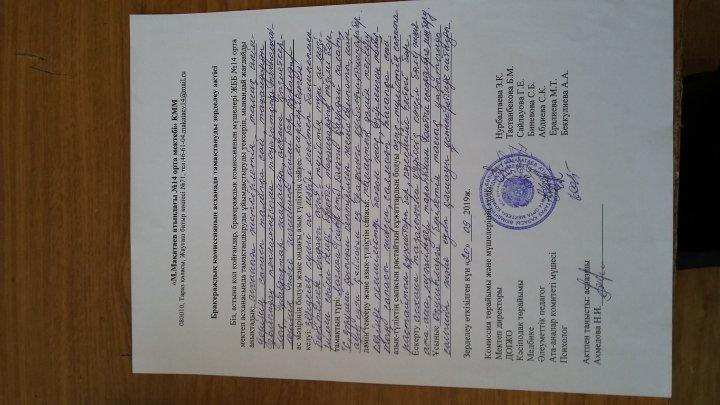 Бракеражды комиссия актісі